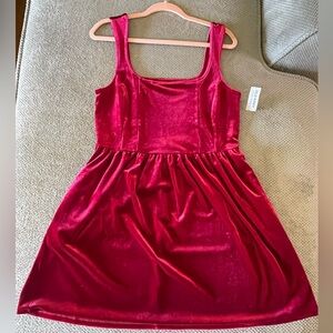 Old Navy Velvet Red Fit and Flare Dress - NWT
